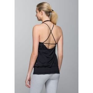 Lululemon Athletica Flow & Go Tank Top Built In Bra Black Yoga 8